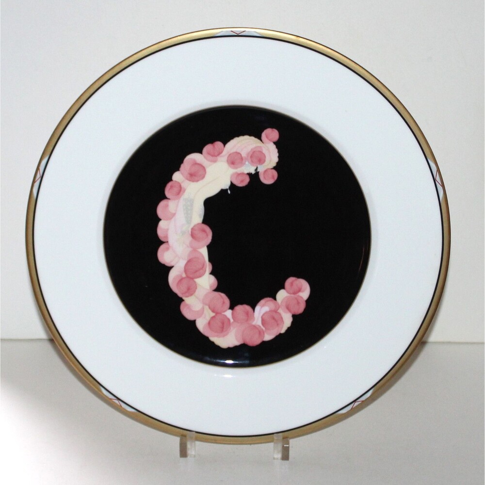 ERTE Alphabet Letter C Large Plate Mikasa Japan 1987 porcelain art deco
